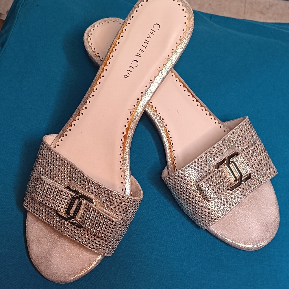 Charter Club Women's Tessaa Platino Embellished Kitten Heels Size 8.5